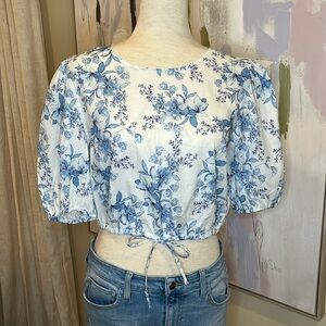 Intermix Blue & White Crop Top